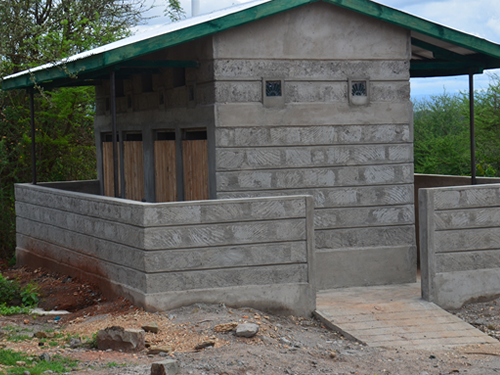 On going construction of a block of 8 door pit latrine at Kakindu Day Mixed Secondary School